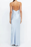 Niulatu Deep V-Neck Satin Sleeveless Sheath Long Formal Evening Dress HZ1110