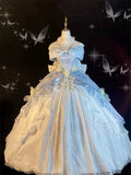 Niulatu Ball Gown Sweetheart Satin Short Sleeves Long Evening Gown Prom Dresses SD1433