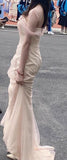 Niulatu Mermaid Straps Pink Tulle Long Prom Dress HZ1110
