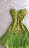 Niulatu Raquel A Line Spaghetti Straps Green Lace Short Outfit Homecoming Dress HZ0113