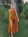 Niulatu One Shoulder Prom Dress With Split Trendy Evening Dress HZ1007