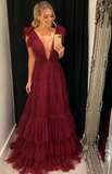 Niulatu Deep V Neck Tulle Evening Dress HZ1007