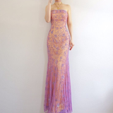 Niulatu Strapless Tulle Beaded Mermaid Prom Evening Dress HZ1007
