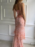 Niulatu Spaghetti Straps Lace Beading Gorgeous Mermaid Evening Dress HZ0113