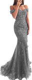Niulatu beaded tulle maxi evening dress off the shoulder mermaid formal party dress HZ0113