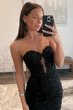 Niulatu Mermaid Lace Appliques Sweetheart Keyhole Long Prom HZ1007