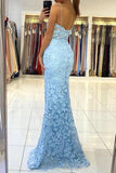 Niulatu Mermaid V-neck Backless Long Prom Dress With Lace HZ1007
