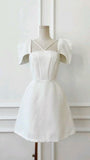 Niulatu A Line Short Sleeves White Cocktail Dresses Short Homecoming Dress HZ1110