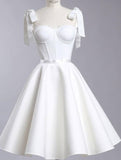 Niulatu A Line Straps White Cocktail Dresses Short Homecoming Dress HZ1110