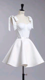 Niulatu A Line Straps White Cocktail Dresses Short Homecoming Dress HZ1110