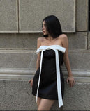 Niulatu A Line Strapless Black Cocktail Dresses Short Homecoming Dress HZ1110