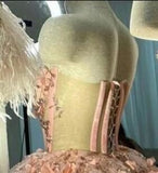 Niulatu Short Pink Homecoming Dresses with Flowers HZ1110