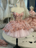 Niulatu Short Pink Homecoming Dresses with Flowers HZ1110