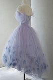 Niulatu Light Purple Tulle High Low Floral Homecoming Dress HZ1110