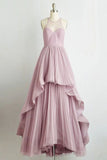 Niulatu Line Sleeveless Sheer Back Long Prom Dresses HZ1110