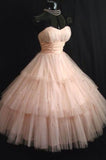 Niulatu Pink Strapless Tulle Tea Length Short Homecoming Dress HZ1110