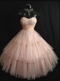 Niulatu Pink Strapless Tulle Tea Length Short Homecoming Dress HZ1110