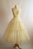Niulatu 50s Vintage Yellow Homecoming Dresses Tea Length Homecoming Dress HZ1110