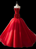 Niulatu Mermaid Red Tulle Long Prom Dresses HZ1110