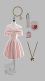 Niulatu A Line Off The Shoulder Pink Short 8th Grade Homecoming Dresses Hoco Dress HZ1110