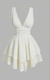 Niulatu A line Straps White Chiffon Homecoming Dress 18th Birthday Outfits HZ1110