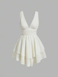 Niulatu A line Straps White Chiffon Homecoming Dress 18th Birthday Outfits HZ1110