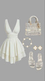 Niulatu A line Straps White Chiffon Homecoming Dress 18th Birthday Outfits HZ1110