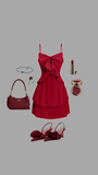 Niulatu A line Spaghetti Straps Red Chiffon Homecoming Dress 18th Birthday Outfits HZ1110
