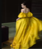 Niulatu Ball Gown Strapless Yellow Satin Long Prom Dresses HZ1110