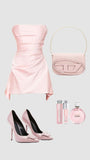 Niulatu Sheath Strapless Pink Satin Homecoming Dress 21st Birthday Outfit HZ1110