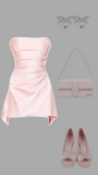 Niulatu Sheath Strapless Pink Satin Homecoming Dress 21st Birthday Outfit HZ1110