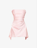 Niulatu Sheath Strapless Pink Satin Homecoming Dress 21st Birthday Outfit HZ1110
