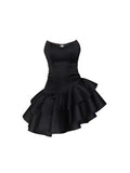 Niulatu Sheath Strapless Black Satin Homecoming Dress 21st Birthday Outfit HZ1110