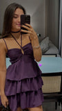Niulatu A line Halter Grape Homecoming Dress 21st Birthday Outfit HZ1110