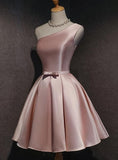Niulatu Pink Satin One Shoulder Party Dress Homecoming Dresses Birthday Outfit HZ1110