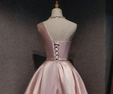 Niulatu Pink Satin One Shoulder Party Dress Homecoming Dresses Birthday Outfit HZ1110