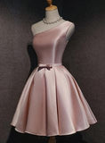 Niulatu Pink Satin One Shoulder Party Dress Homecoming Dresses Birthday Outfit HZ1110