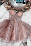 Niulatu Sparkly Beaded Strapless Dusty Homecoming Dress Birthday Outfit HZ1110