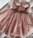 Niulatu Sparkly Beaded Strapless Dusty Homecoming Dress Birthday Outfit HZ1110