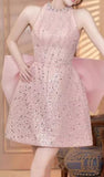 Niulatu A Line Scoop Short Pink Homecoming Dress Birthday Outfit HZ1110
