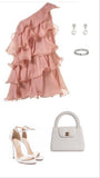Niulatu A line One Shoulder Pink Chiffon Homecoming Dress 18th Birthday Outfits HZ1110