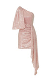 Niulatu Sheath One Shoulder Blush Pink Sequin Short Homecoming Dress Party Dress HZ1110
