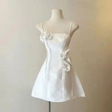 Niulatu A line Spaghetti Straps Satin Short Homecoming Dress Pink Birthday Dress HZ1110