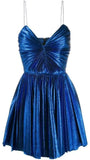Niulatu A line Spaghetti Straps Royal Blue Short Homecoming Dress Birthday Dress HZ1110