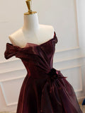 Niulatu A-Line Burgundy Organza Burgundy Long Prom Dress HZ1110