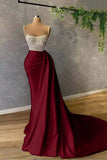 Niulatu Spaghetti-Straps Pearl Mermaid Prom Dress With Sequins Pleated HZ1110