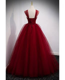 Niulatu Ball Gown Burgundy Long Red Prom Dress For Formal Prom Dresses HZ1110