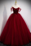 Niulatu Ball Gown Burgundy Long Red Prom Dress For Formal Prom Dresses HZ1110