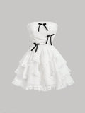Niulatu A line Short White Lace Homecoming Dress Party Dress HZ1110