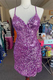 Niulatu Straps Sequined Embroidery Sheath Homecoming Dress HZ1110